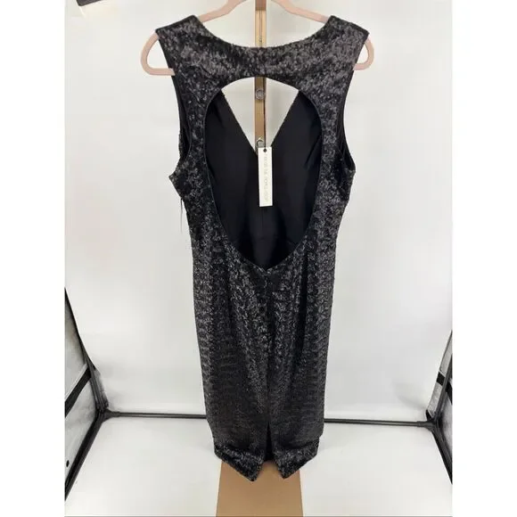 DRESS THE POPULATION Black Sequin Halter Low back midi Cocktail dress Size XXL - Picture 5 of 10